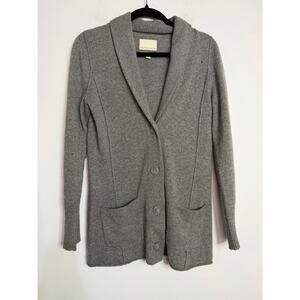 Cynthia Rowley 100% 2-ply cashmere gray shawl collar cardigan sweater Sz Medium